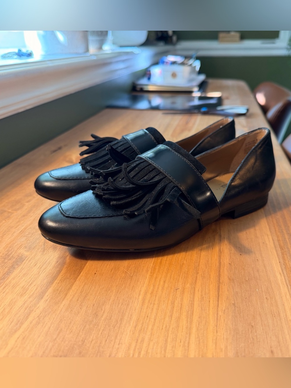 G.H. Bass & Co. Black Fringe Leather Loafers